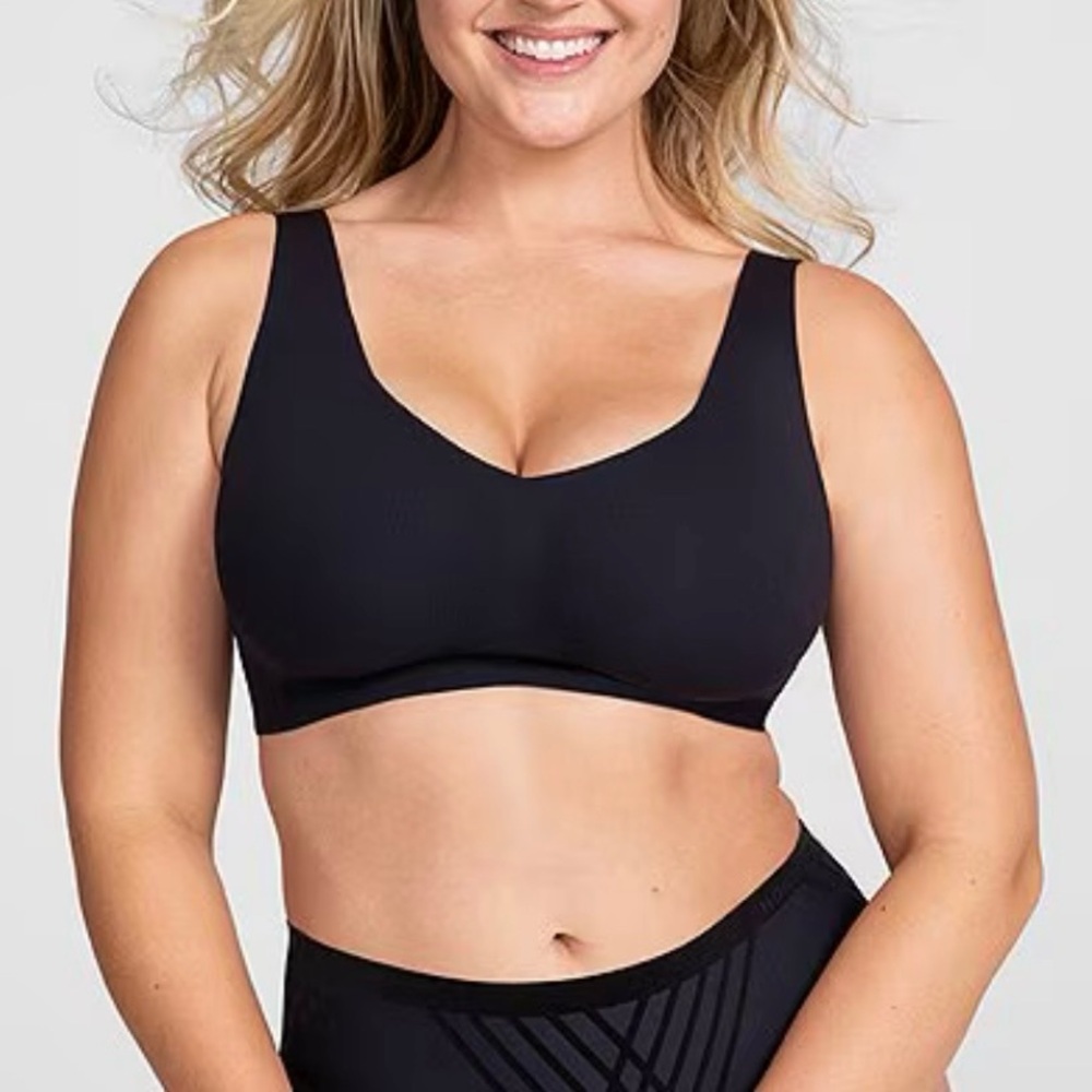 Honeylove V Neck Bra Wireless Black 2X